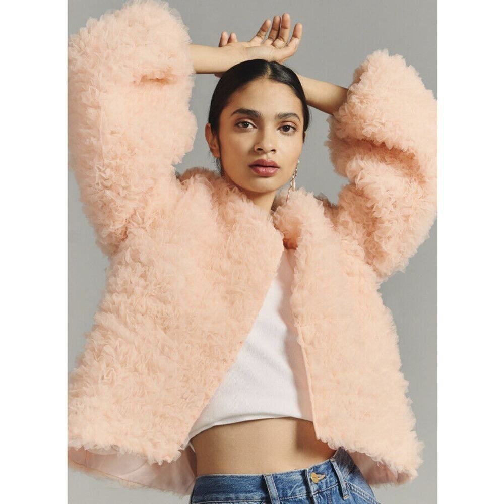 Anthropologie Mare Mare x Anthropologie Ruffled Rose Jacket Size Medium Pink